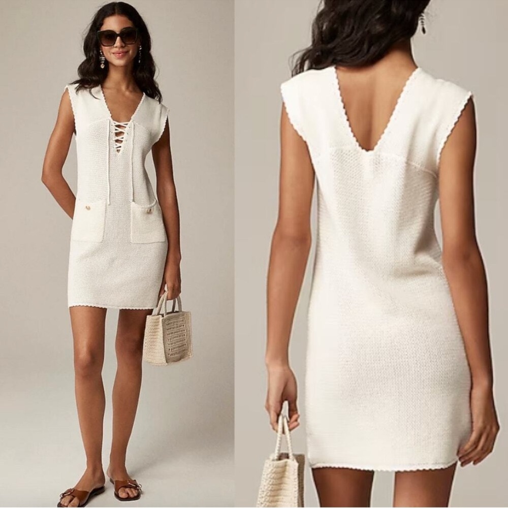 J. Crew Pointelle lace-up sweater-dress XS